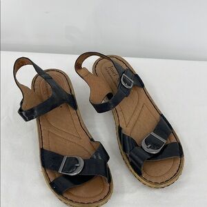 JOSEF SEIBEL SIZE 8.4 Women's Black Leather Sandals